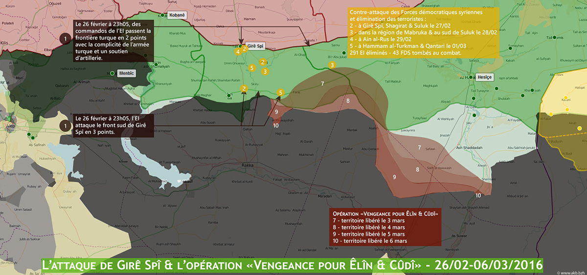 L'attaque de l'EI à GireSpi repoussée par les YPG/J & l'opération